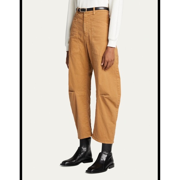 Nili Lotan Utility Khaki Baggy Barrel Leg Wide Shon Cotton Twill Pants 4 - Picture 2 of 6